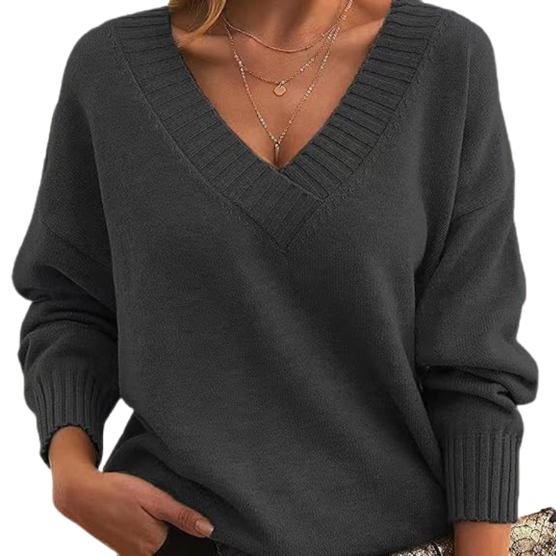 Lana - Elegante jersey de cachemira con cuello de pico