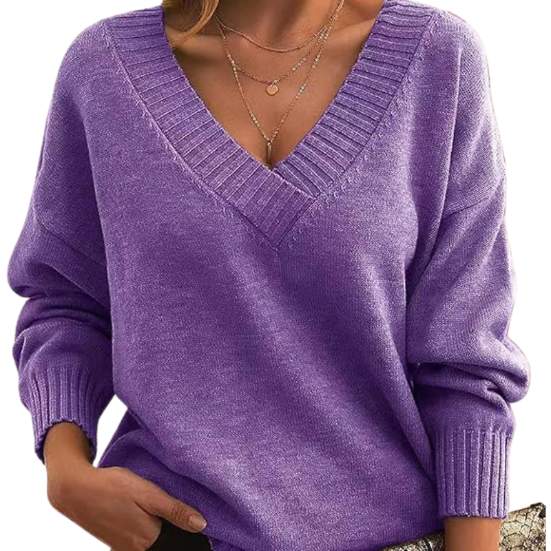 Lana - Elegante jersey de cachemira con cuello de pico