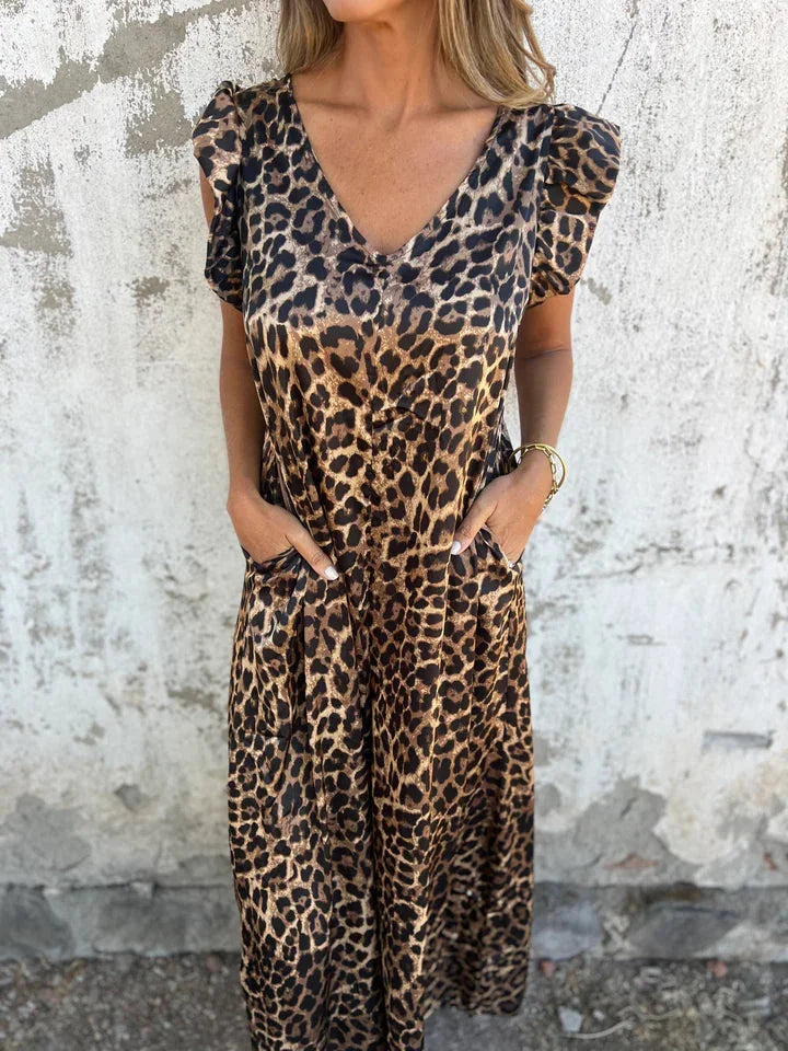 OLIVIA - VESTIDO LARGO CON ESTAMPADO DE LEOPARDO